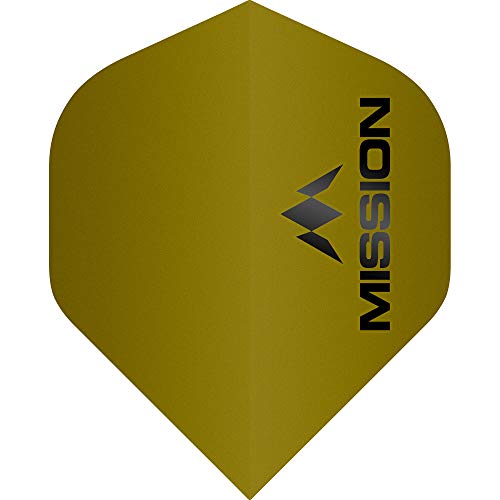 Mission Logo 100 Dart-Flights, 100 Mikrometer, Standard (mattes Gold, 5 Sets (15)) von Mission Darts