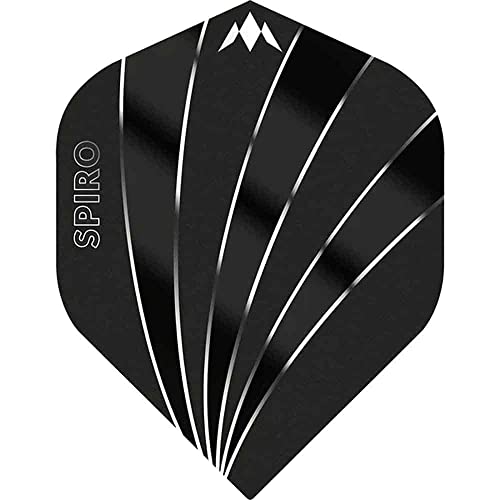 Mission Spiro Dart Flights schwarz-Silber in Standardform 1 Set von Thor-Sports von Mission Darts