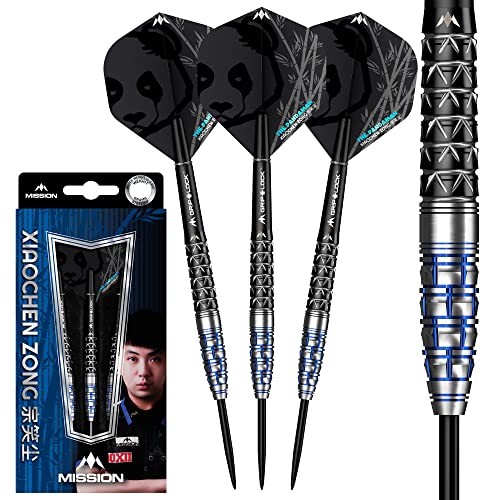 Mission darts d0871 xiaochen zong, the panda man| dartpfeile-set mit premium 95% wolfram und stahlspitze, schwarze und blaue pvd-beschichtung, 24g von Mission Darts