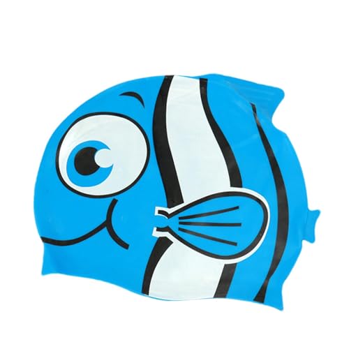 Missmisq Badekappen für Mädchen und Jungen, Kinder-Badekappen mit Cartoon-Fischen - Dehnbare Bademütze in Cartoon-Fischform | Weiche Silikon-Badekappen für Schwimmunterricht, Strand, Wasserpark von Missmisq