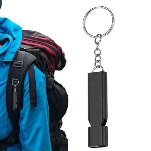 Missmisq Doppelrohrpfeife Notfallpfeife Metall Pfeife Sicherheitspfeife Signalpfeife Mit Schlüsselanhänger Für Camping Überlebenspfeife Mit Schlüsselanhänger Für Schule, Fitnessstudio, Outdoor von Missmisq