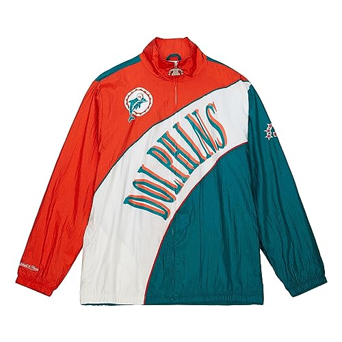 Mitchell & Ness Miami Dolphins NFL Arched Retro Lined Windbreaker Turquoise Orange Jacke - XXL von Mitchell & Ness