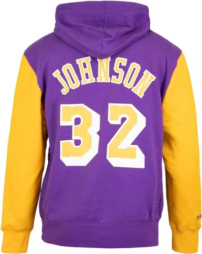 Mitchell & Ness NBA Name & Number Retro Hoody Kapuzenpullover (Magic Johnson, L) von Mitchell & Ness