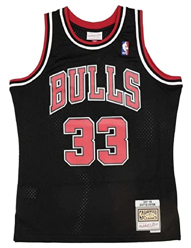 Mitchell & Ness Scottie Pippen #33 Chicago Bulls 1997-98 Youth Swingman NBA Trikot Schwarz, XL (YTH) von Mitchell & Ness
