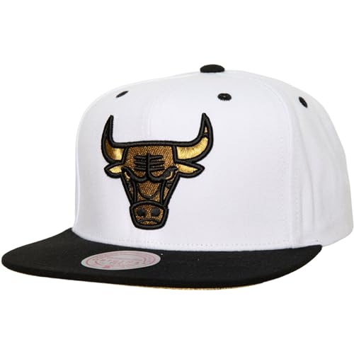 Mitchell & Ness Snapback Cap - Gold Logo Chicago Bulls weiß von Mitchell & Ness