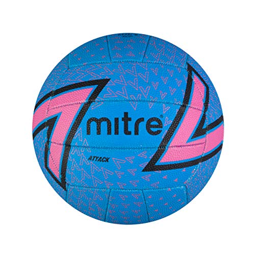 Mitre Attack Netzball, Beliebter Stil, Interaktives Design, Soft-Touch, Blau, Pink, Schwarz, Ballgröße 5 von Mitre