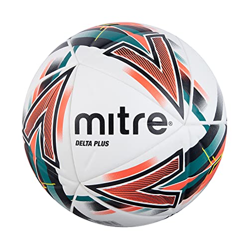 Mitre Unisex Delta Plus Football, Weiß/Schwarz/Blutorange/Pitchgrün, 30 EU von Mitre