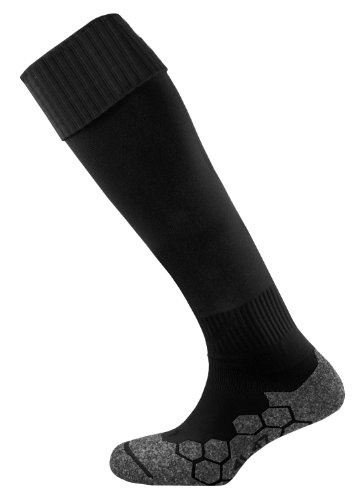 Mitre Divison Plain Socke, Ideal für Fußball, leicht, schnell trocknend, gepolstert, schwarz, Größe Senior (7-11) von Mitre