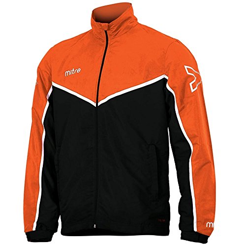 Mitre Herren Primero Woven Fußball-Trainingsjacke, Mandarine/Schwarz/Weiß, M von Mitre