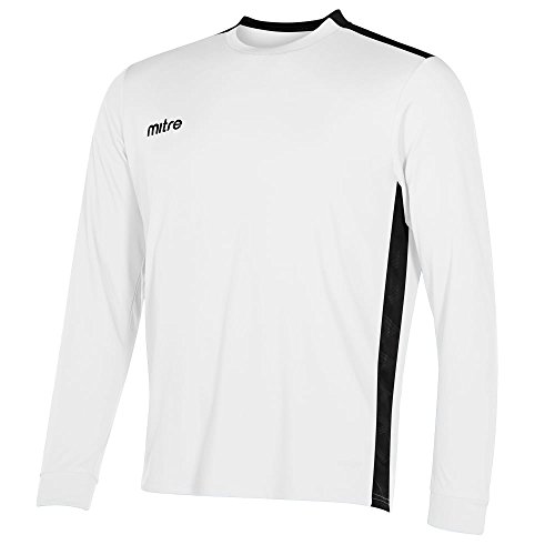 Mitre Herren Charge Langärmliges Fußball-Shirt Match Day, Weiß/Schwarz, Small/34-36 Inch von Mitre