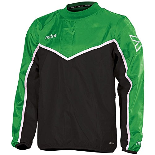 Mitre Herren Primero Overhead Fußball-Trainingsjacke, Smaragdgrün/Schwarz/Weiß, XS von Mitre