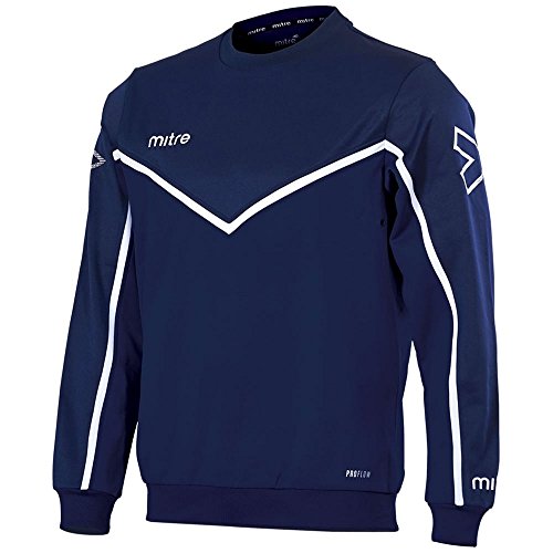 Mitre Herren Primero Poly Fußball-Trainings-Sweatshirt, Marineblau/weiß, XS von Mitre