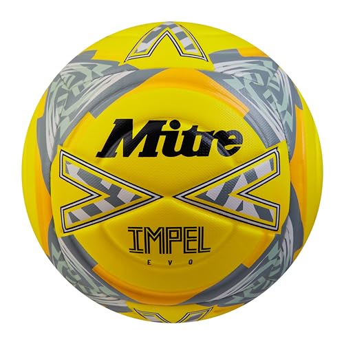Mitre Impel Evo 24 Fußball, Unisex, für Erwachsene, Fluo Yellow/Black/Circular Grey, 4 von Mitre