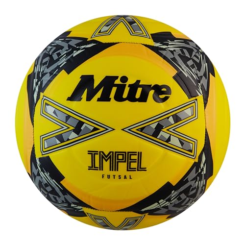 Mitre Impel Futsal 24 Fußball, Unisex, für Erwachsene, Fluo Gelb/Schwarz/Kreisgrau, 3 von Mitre