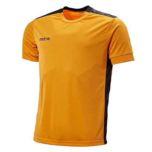 Mitre Kinder Charge Kurzärmliges Fußball-Shirt Match Day, Bernstein/Schwarz, X-Small/ 24-26 Inch von Mitre