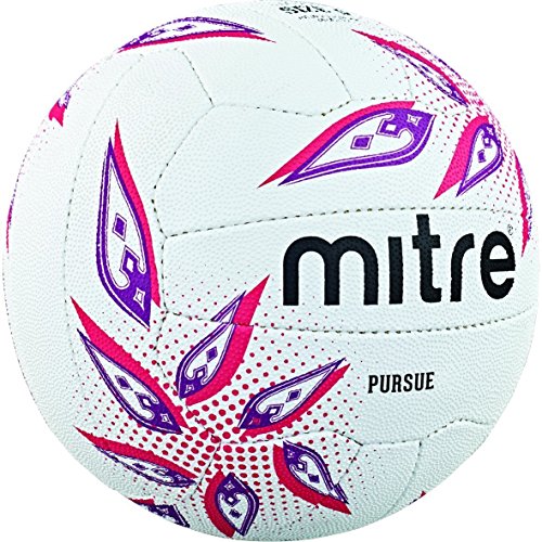 Mitre B1250 Pursue Netball Netzball, Weiß/Magenta/Violett, 5 von Mitre