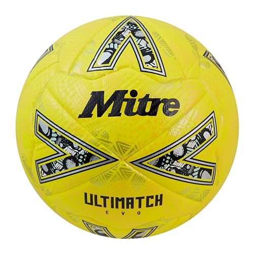 Mitre Ultimatch Evo 24 Fußball, Unisex-Erwachsene Fluo Yellow/Floodlight Yellow/Gritty Gold, 3 von Mitre