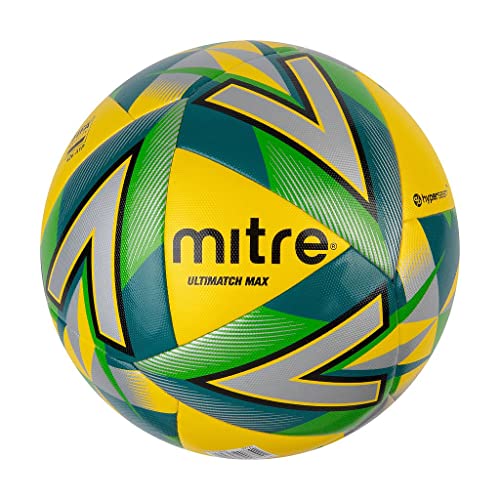 Mitre Ultimatch Fußball, verbesserte Kontrolle, zusätzliche Haltbarkeit, zusätzliche Genauigkeit, Ball, Gelb/Silber, 5 von Mitre