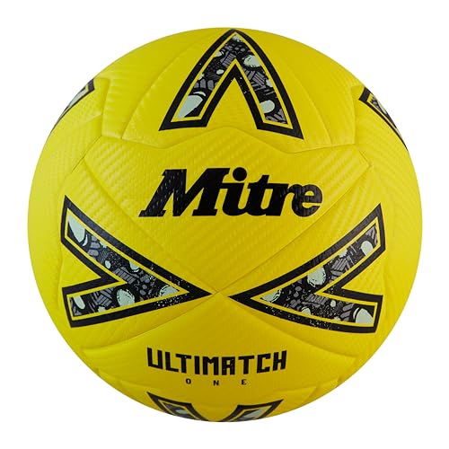 Mitre Ultimatch One 24 Fußball, Unisex, für Erwachsene, Fluo Gelb/Schwarz/Kreisgrau, 4 von Mitre