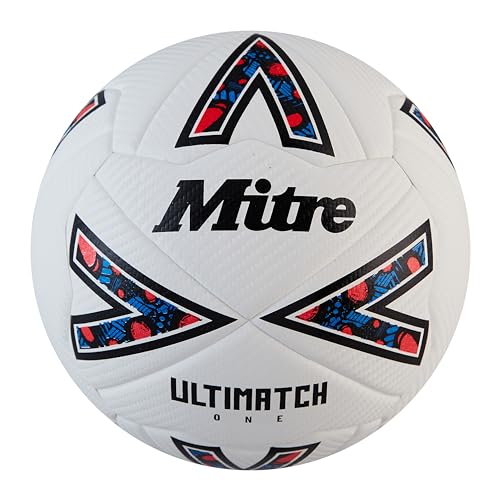 Mitre Ultimatch One 24 Fußball, Unisex, für Erwachsene, Weiß/Schwarz/Lätzchen Rot, Größe 4 von Mitre