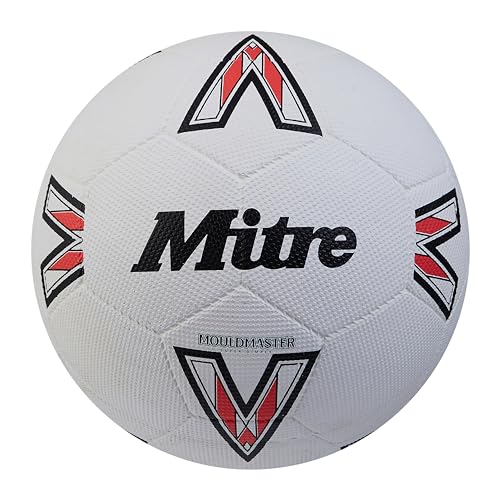 Mitre Unisex-Erwachsene Super Dimple 24 Fußball, Weiß/Schwarz/Lätzchen Rot, 3 von Mitre