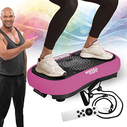 Miweba Sports Fitness 2D Vibrationsplatte MV100 | 3 Jahre Garantie - 250 Watt - 3 multidimensionale Vibrationszonen - Oszillierend - Abnehmen - Fettverbrenner - Fitnessgeräte für Zuhause (Pink) von Miweba Sports