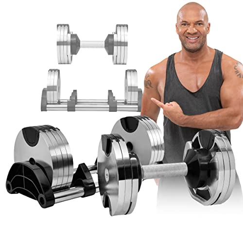 Miweba Sports Hantel VH100 | 𝐏𝐫𝐨𝐟𝐢 Hanteln 4.0-24.0 Kg - Verstellbare Kurzhantel - Kurzhanteln Set - Stahl Hantelscheiben - Ergonomischer Griff - Stabiles Kurzhantelset - Dumbbell von Miweba Sports