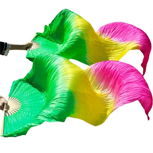 Mnjyihy Bauchtanz Schleierfächer Handgefertigt Gefärbter Performance Fächer Bauchtanz Seidenfächer Aus Chinesischer Echt/Imitationsseide GN 17d L 180x90cmReal Silk von Mnjyihy