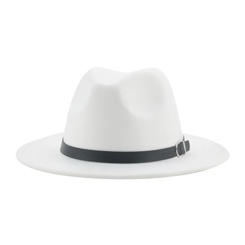 Mnjyihy Hüte Für Damen Und Herren Solides Freizeitkleid Formelle Panama Vintage Fedora Mütze Mit Breiter Krempe Und Großer Größe White 52 54cm(Kids) von Mnjyihy