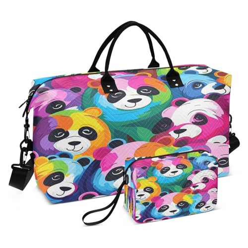 27-Panda Reisetasche, Reisetasche, Fitnessstudio, Yoga, Handgepäcktasche für Männer und Frauen, Wochenendtasche, Panda mit Farbverlauf, Einheitsgröße, Reisetasche von Mnsruu