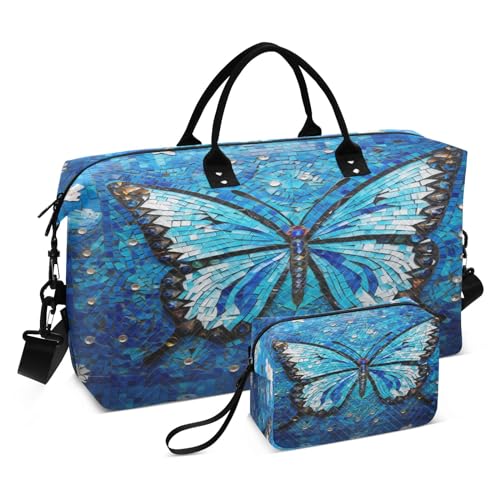Blue Dream Reisetasche, Motiv: Schmetterling, für Fitnessstudio, Yoga, Handgepäcktasche für Männer und Frauen, Wochenendtasche, Blue Dream Butterfly, Einheitsgröße, Reisetasche von Mnsruu
