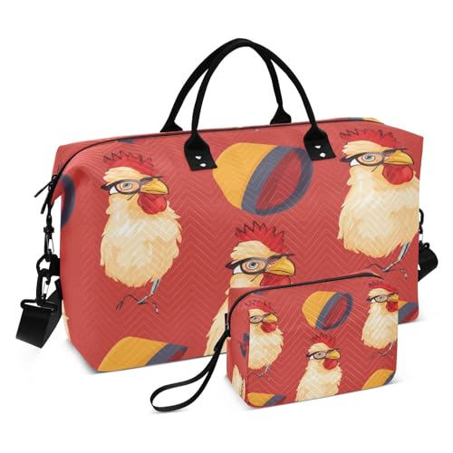 Chick Reisetasche mit Kulturbeutel und verstellbarem Riemen für Reisen, Fitnessstudio, Yoga, Wochenende, mehrfarbig, Einheitsgröße, Kulturbeutel von Mnsruu