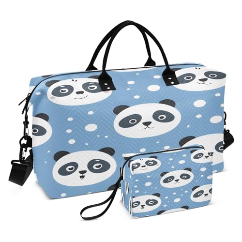 Head Panda Reisetasche, mit Kulturbeutel und verstellbarem Gurt, für Reisen, Fitnessstudio, Yoga, Wochenende, Blau, mehrfarbig, Einheitsgröße, Kulturbeutel von Mnsruu