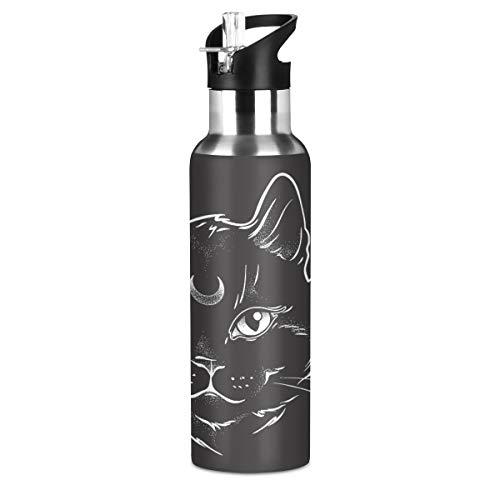 MNSRUU Magic Cat Trinkflasche Isoliert für Mädchen Jungen Edelstahl Wasserflasche mit Strohhalm, 20 oz von Mnsruu