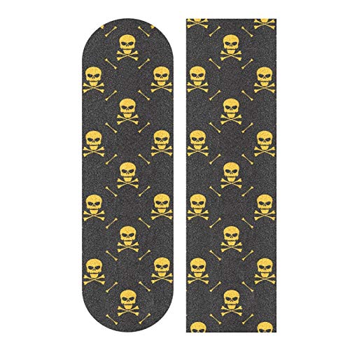 MNSRUU Skateboard-Griffband, gelbe Totenköpfe, Griffband, Schleifpapier für Roller, Rollerboard, 22,9 x 83,1 cm von Mnsruu