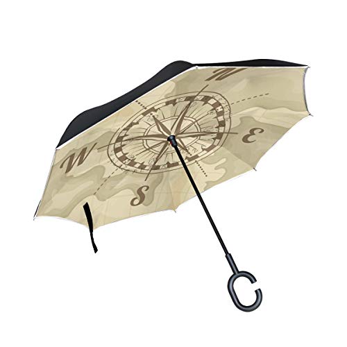 MNSRUU umgekehrte Regenschirme Schiffs-Lenkrad doppellagig faltbar Regenschirm Winddicht Anti-UV Winddicht Reise-Regenschirm für Damen und Herren von Mnsruu