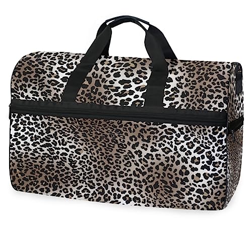 Mnsruu Sporttasche mit Leopardenmuster, mit Schuhfach, große Reisetasche, Gepäck, Reisetasche für Männer und Frauen von Mnsruu
