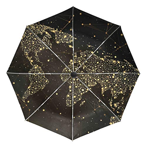 Regenschirm Taschenschirm sturmfest Auf-Zu Automatik wasserabweisend klein leicht kompakt Windproof (Schwarz) von Mnsruu
