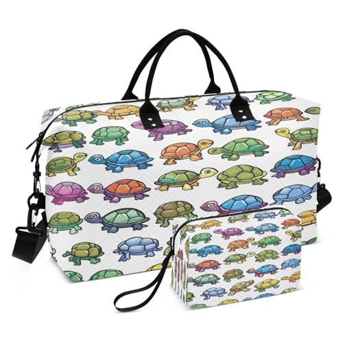 Reisetasche mit 40 Schildkröten, für Fitnessstudio, Yoga, Handgepäck, für Männer und Frauen, Wochenendtasche, Bunte kleine Schildkröte, Einheitsgröße, Reisetasche von Mnsruu