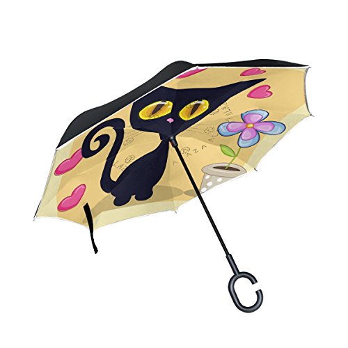 Mnsruu Reversion Regenschirm, Double Layer Winddicht Regenschirm Taschenschirm Inverted Stockschirme mit C Griff von Mnsruu