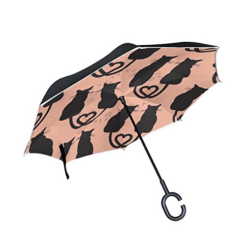Reversion Regenschirm, Double Layer Winddicht Regenschirm Taschenschirm Inverted Stockschirme mit C Griff von Mnsruu