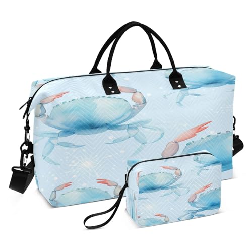Sea Crab Reisetasche, mit Kulturbeutel und verstellbarem Gurt, für Reisen, Fitnessstudio, Yoga, Wochenende, Seesack, mehrfarbig, Einheitsgröße, Kulturbeutel von Mnsruu