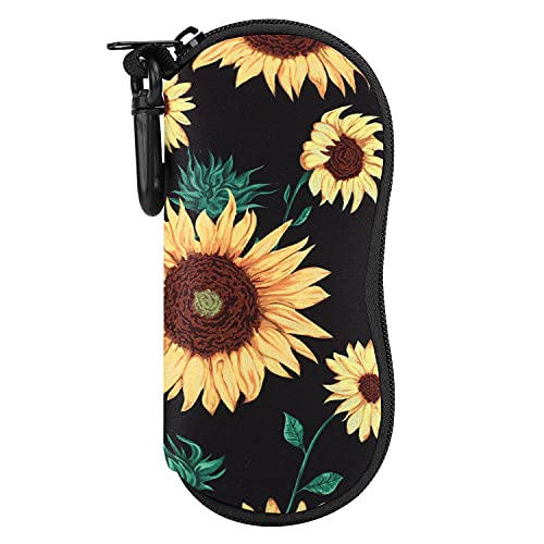 MoKo Brillenetui - [Ultra Lightweight] Neopren Reißverschluss Sonnenbrille Tasche mit Gürtelclip für Brillen, Rahmen, Tragbare Case für Schlüssel, Bleistifte, Karten - Sonnenblume von MoKo