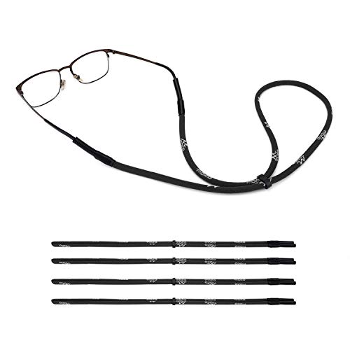 MoKo Einstellbare Brillenhalter, [4 Pack] Universal Fit Seil Sport Sonnenbrillen Retainer, Unisex Sonnenbrille Bügelbrille Halter für Männer, Frauen - Schwarz von MoKo