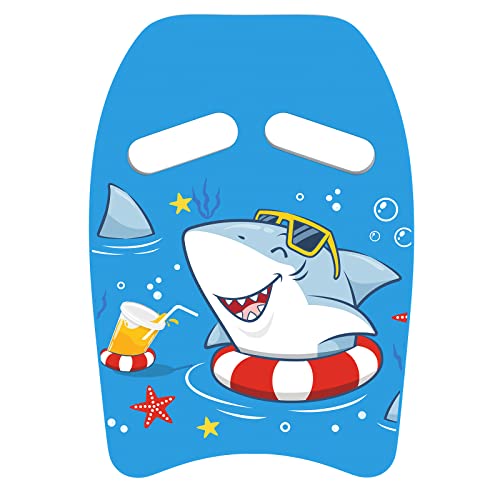 MoKo Kinder Schwimmbrett, Schwimmen Kickboard Trainingsausrüstung mit Griffen Cartoon Swim Float Schwimmtrainingsausrüstung Schwimm Board für Junge Mädchen - Blauer Hai von MoKo