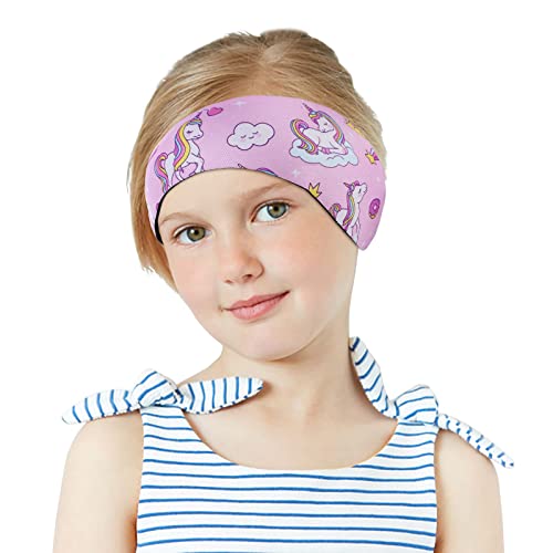 MoKo Schwimmen Stirnband, Neopren Schwimmband Ohrenband Wasserdichtes Kopfband Haarband mit Hohe Elastizität und Klettverschluss Ohrenschutz Band für Kinder Alter 1-2, S Größe - (B) Rosa von MoKo
