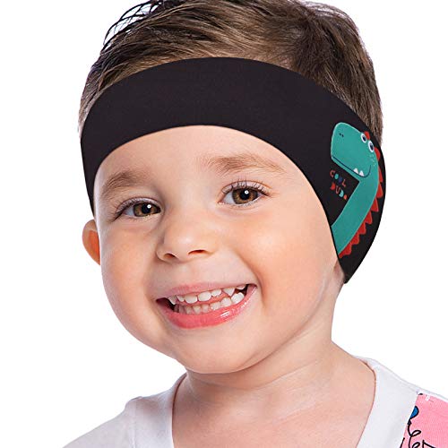 MoKo Schwimmen Stirnband, Neopren Schwimmband Ohrenband Wasserdichtes Kopfband Haarband mit Hohe Elastizität und Klettverschluss Ohrenschutz Band für Kinder Alter 3-9, M Größe - Schwarz von MoKo