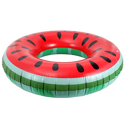 MoKo Schwimmring, Aufblasbar Schwimmreifen mit Schönem Mustern Swimming Pool Spielzeug Float Zubehör Luftmatratze für Kinder Erwachsene Beach Party, Rot & Wassermelone von MoKo