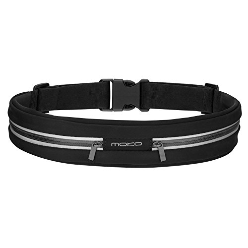 MoKo Sport Jogging Gürtel Hüfttasche Laufgürtel Taille Tasche Running Belt Kompatibel mit MP3 Player, iPhone 6s, Galaxy S10/S10 Plus/S10e/S7 Edge, Huawei P8 Lite/P9, Handy bis zu 7", Schwarz von MoKo