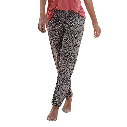 Sommerhose Damen Leicht Lang Stoffhose - Freizeithose Schlupfhose Lockere Luftig Sommerhosen Relaxhose Boho Elegant Lässige Hose Mit Taschen Haremshose Yogahose von Mobanna